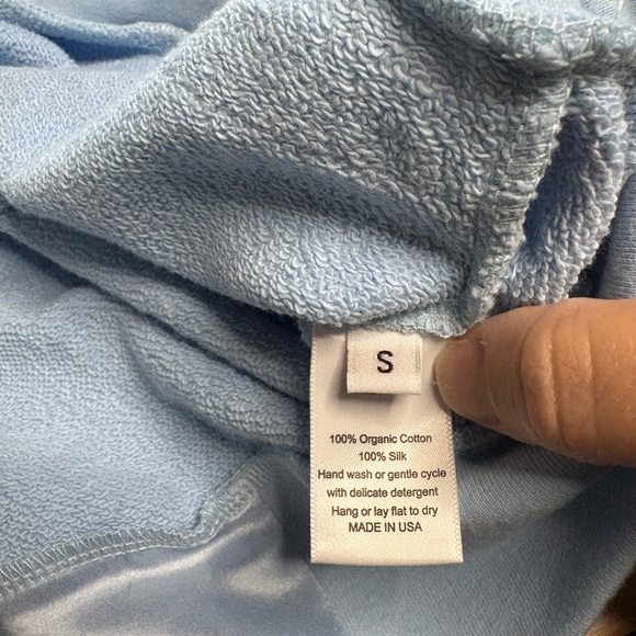 NWT Fiorla- Light Blue Crewneck Sweatshirt with Silk Details. Size S - Picture 4 of 6